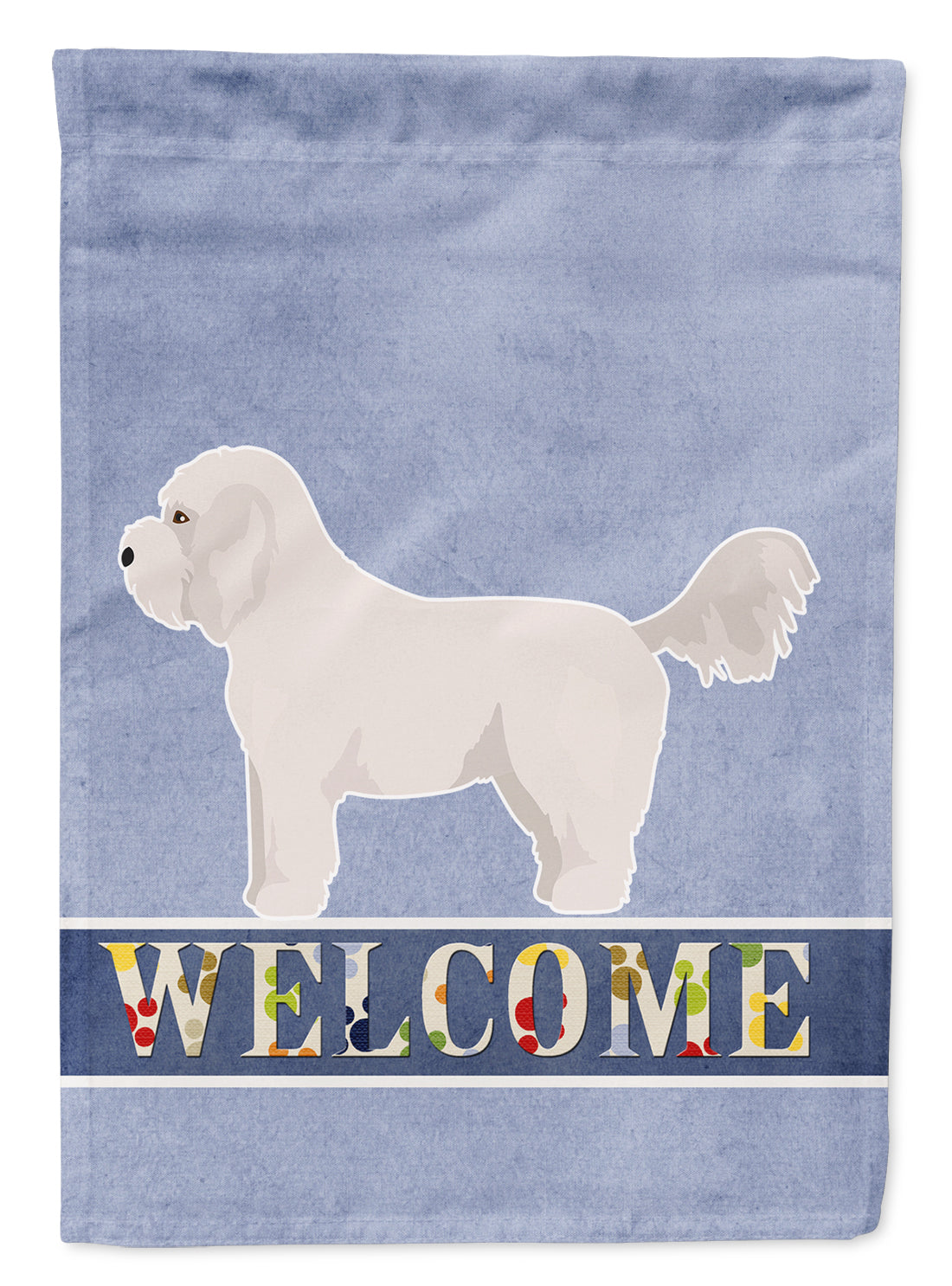 Bichpoo White Welcome House Flag 28x40 Porch Sleeve Pole Decorative Outside Yard Banner Artwork Wall Hanging, Polyester
