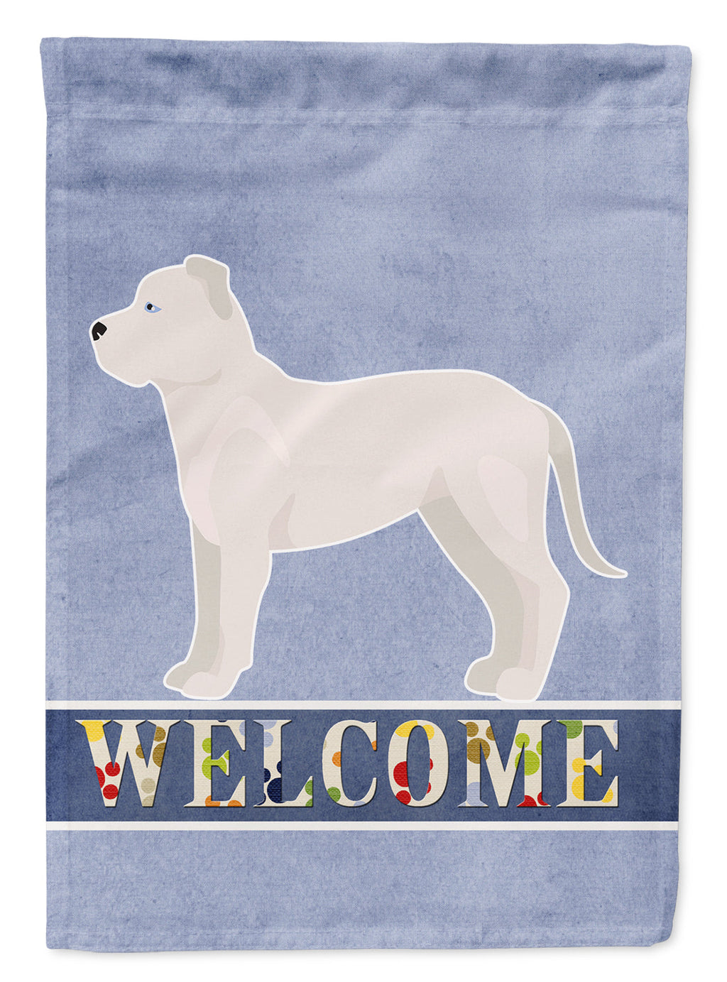 White Bullboxer Welcome House Flag 28x40 Porch Sleeve Pole Decorative Outside Yard Banner Artwork Wall Hanging, Polyester