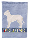 White Bullboxer Welcome House Flag 28x40 Porch Sleeve Pole Decorative Outside Yard Banner Artwork Wall Hanging, Polyester