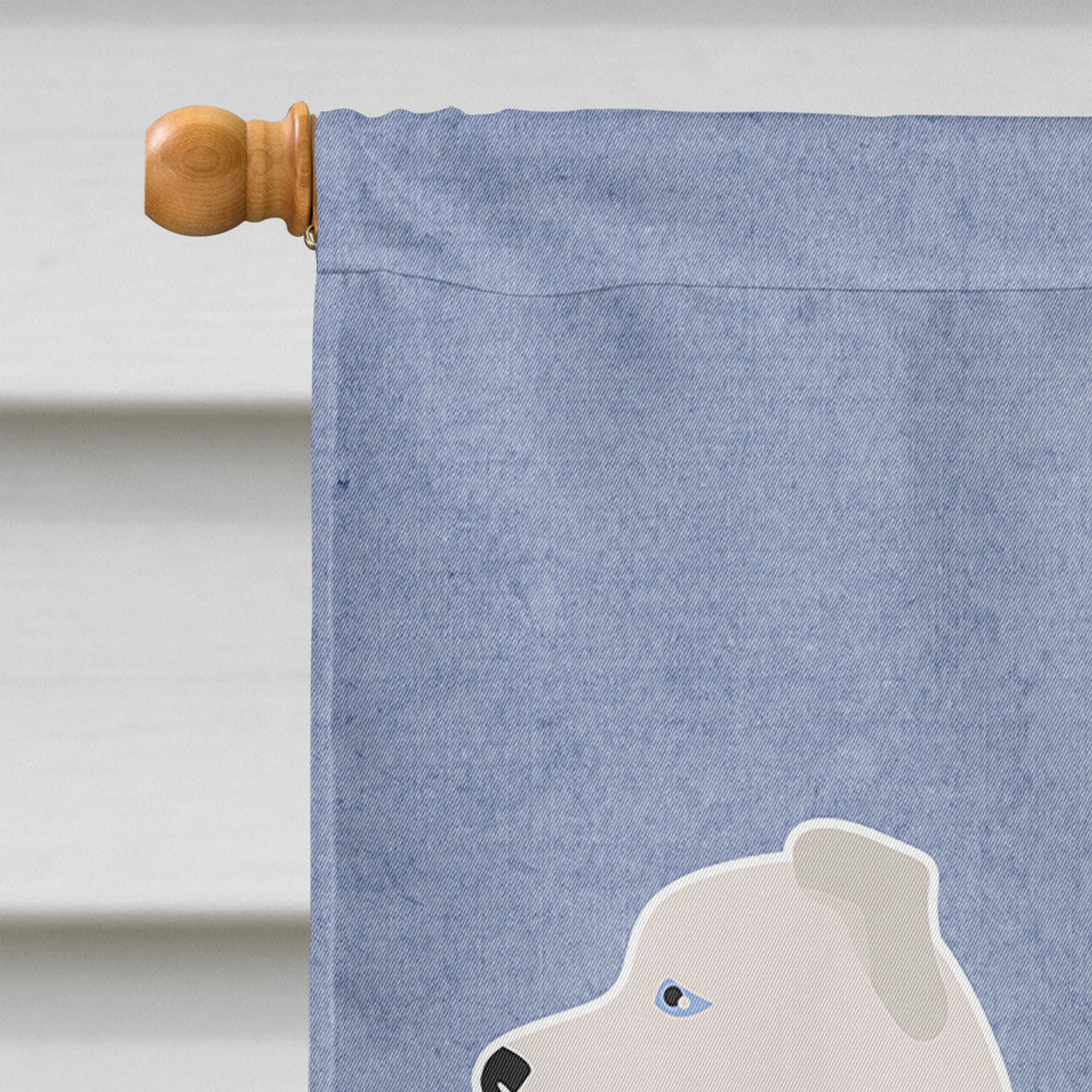White Bullboxer Welcome House Flag 28x40 Porch Sleeve Pole Decorative Outside Yard Banner Artwork Wall Hanging, Polyester