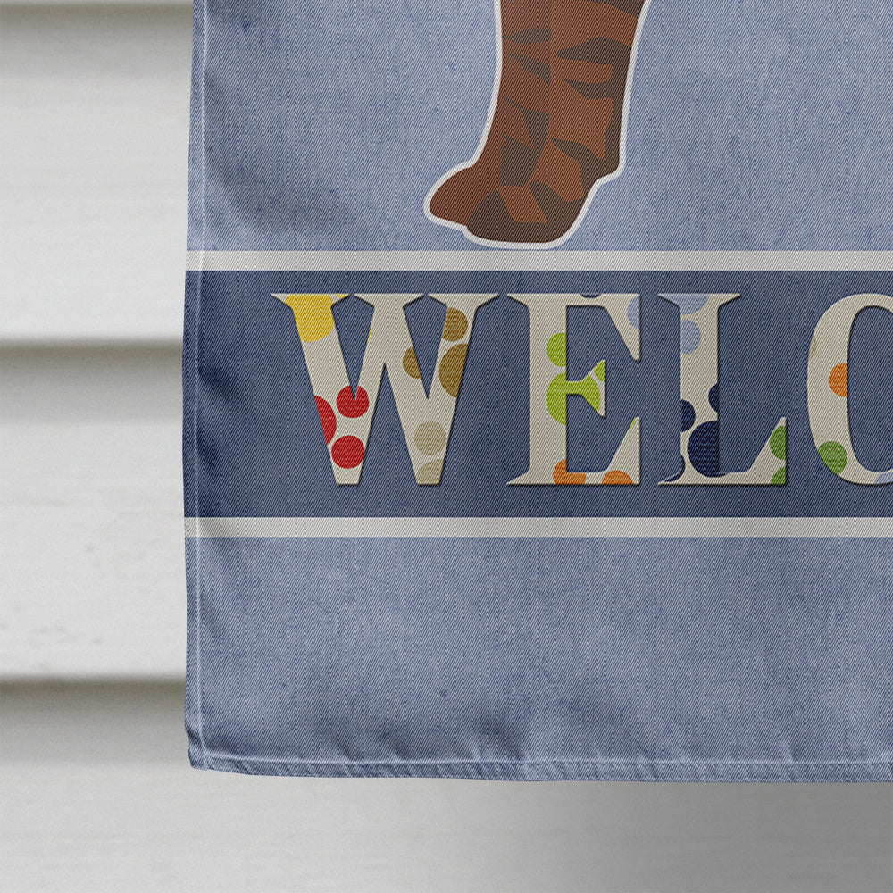 Bullboxer Welcome House Flag 28x40 Porch Sleeve Pole Decorative Outside Yard Banner Artwork Wall Hanging, Polyester