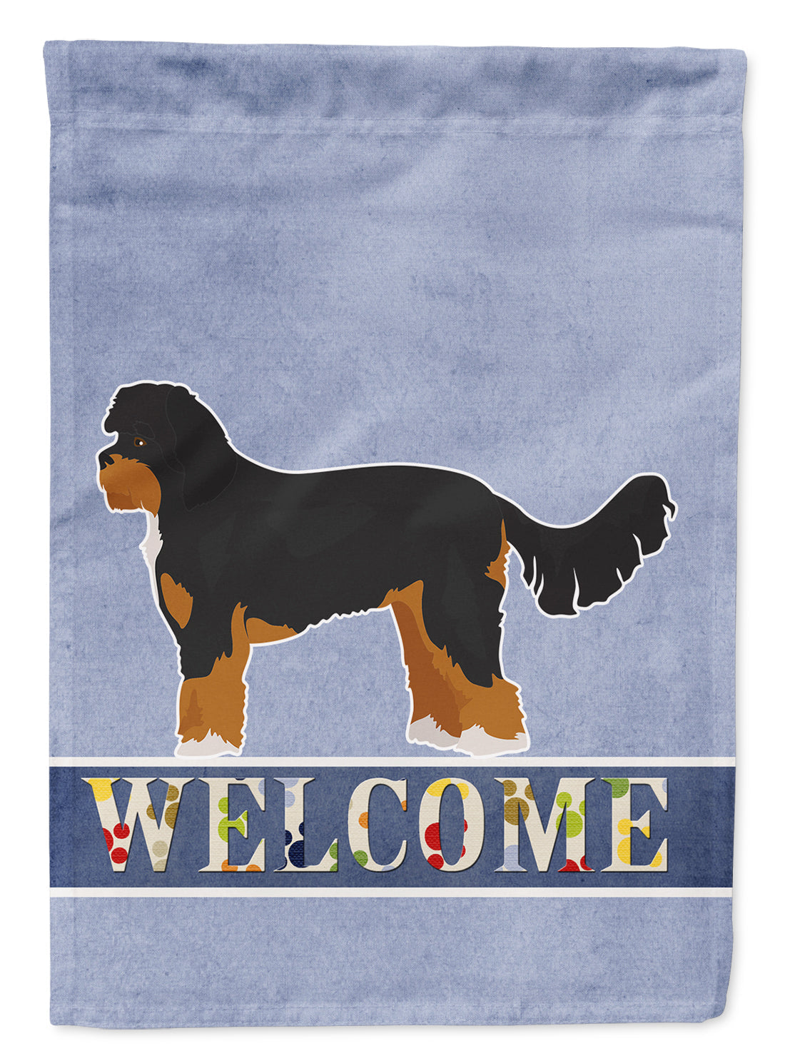 Black and Tan Cavapoo Welcome House Flag 28x40 Porch Sleeve Pole Decorative Outside Yard Banner Artwork Wall Hanging, Polyester