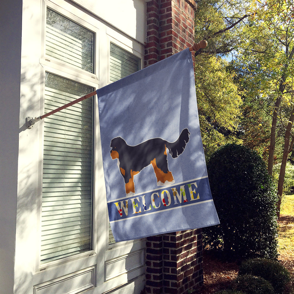 Black and Tan Cavapoo Welcome House Flag 28x40 Porch Sleeve Pole Decorative Outside Yard Banner Artwork Wall Hanging, Polyester