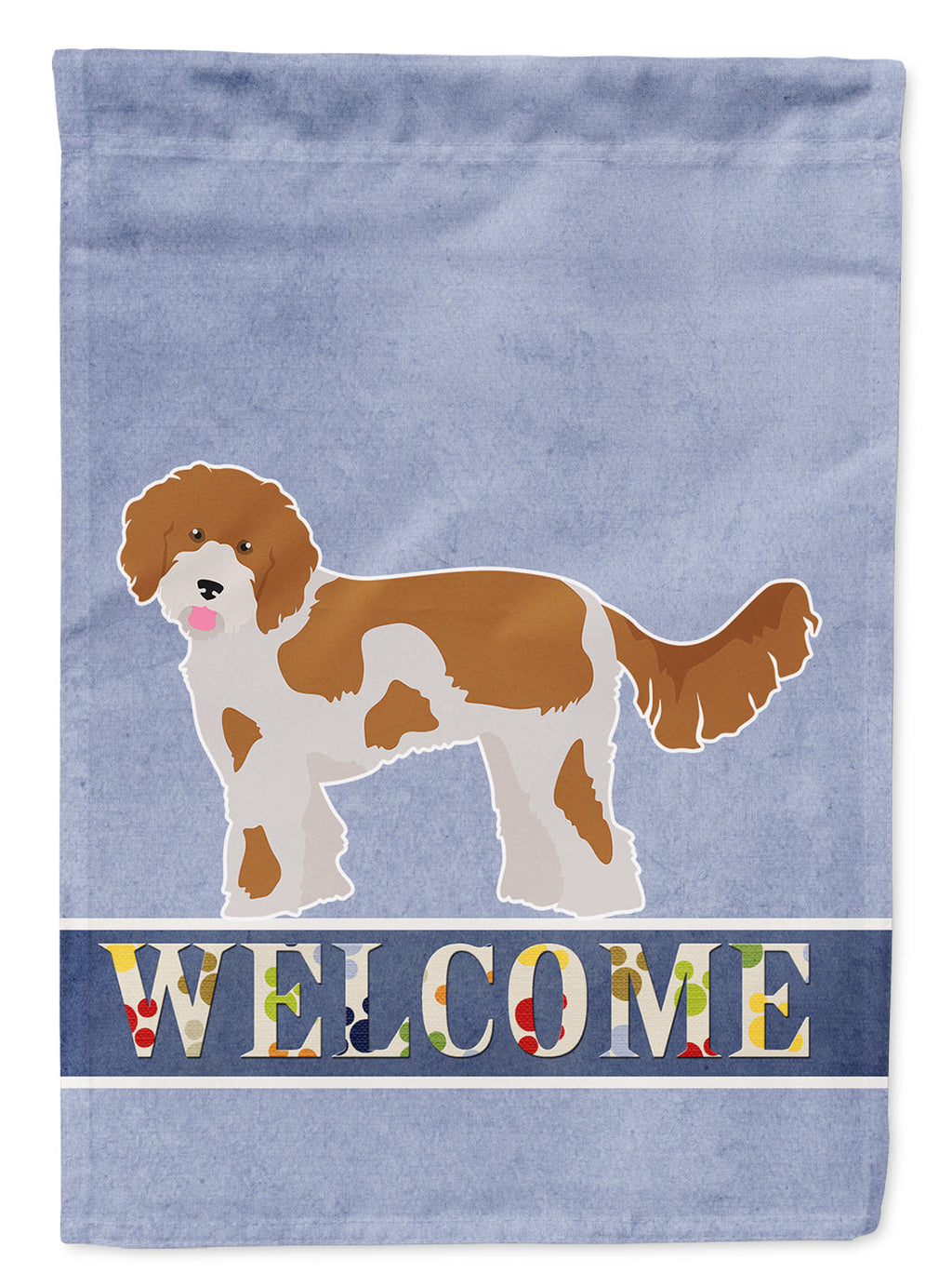 Cavapoo Welcome House Flag 28x40 Porch Sleeve Pole Decorative Outside Yard Banner Artwork Wall Hanging, Polyester