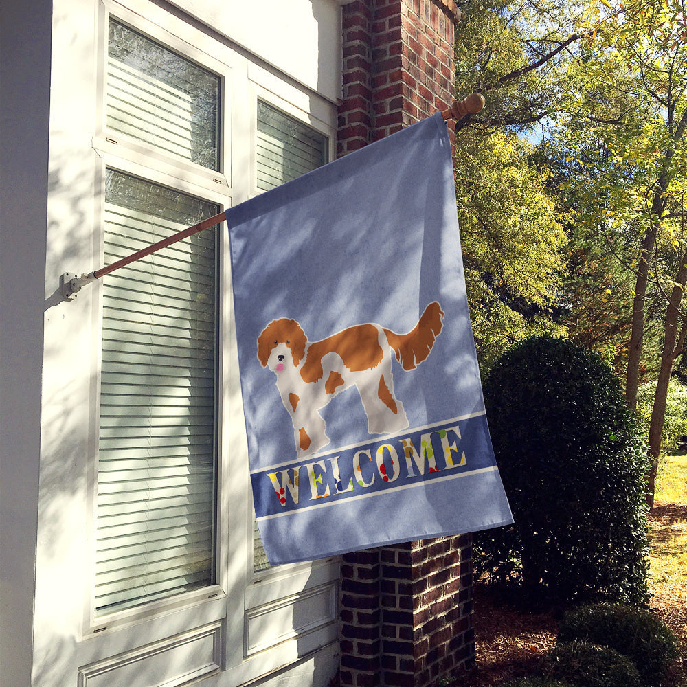 Cavapoo Welcome House Flag 28x40 Porch Sleeve Pole Decorative Outside Yard Banner Artwork Wall Hanging, Polyester
