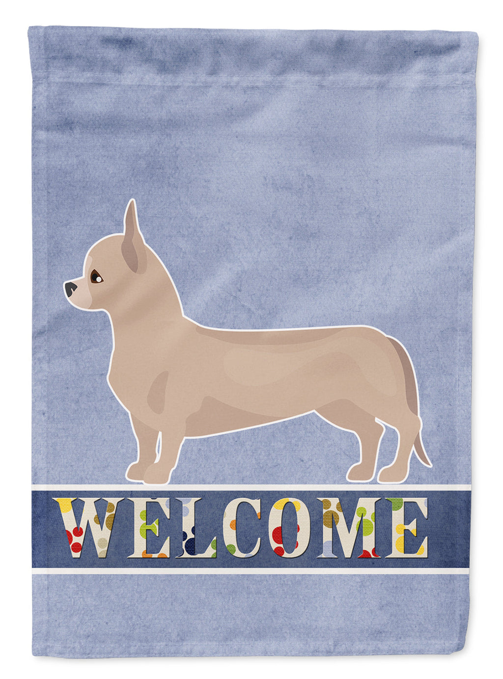 Tan Chiweenie Welcome House Flag 28x40 Porch Sleeve Pole Decorative Outside Yard Banner Artwork Wall Hanging, Polyester