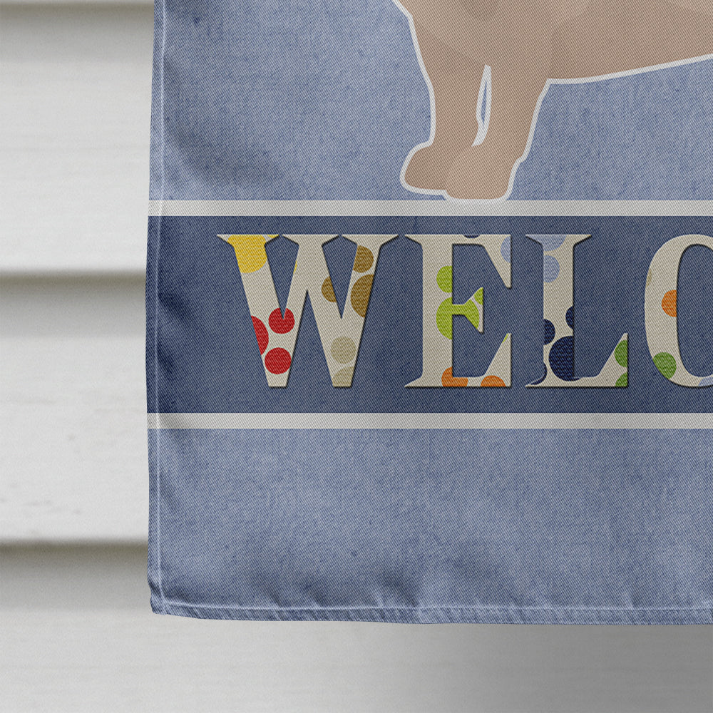 Tan Chiweenie Welcome House Flag 28x40 Porch Sleeve Pole Decorative Outside Yard Banner Artwork Wall Hanging, Polyester