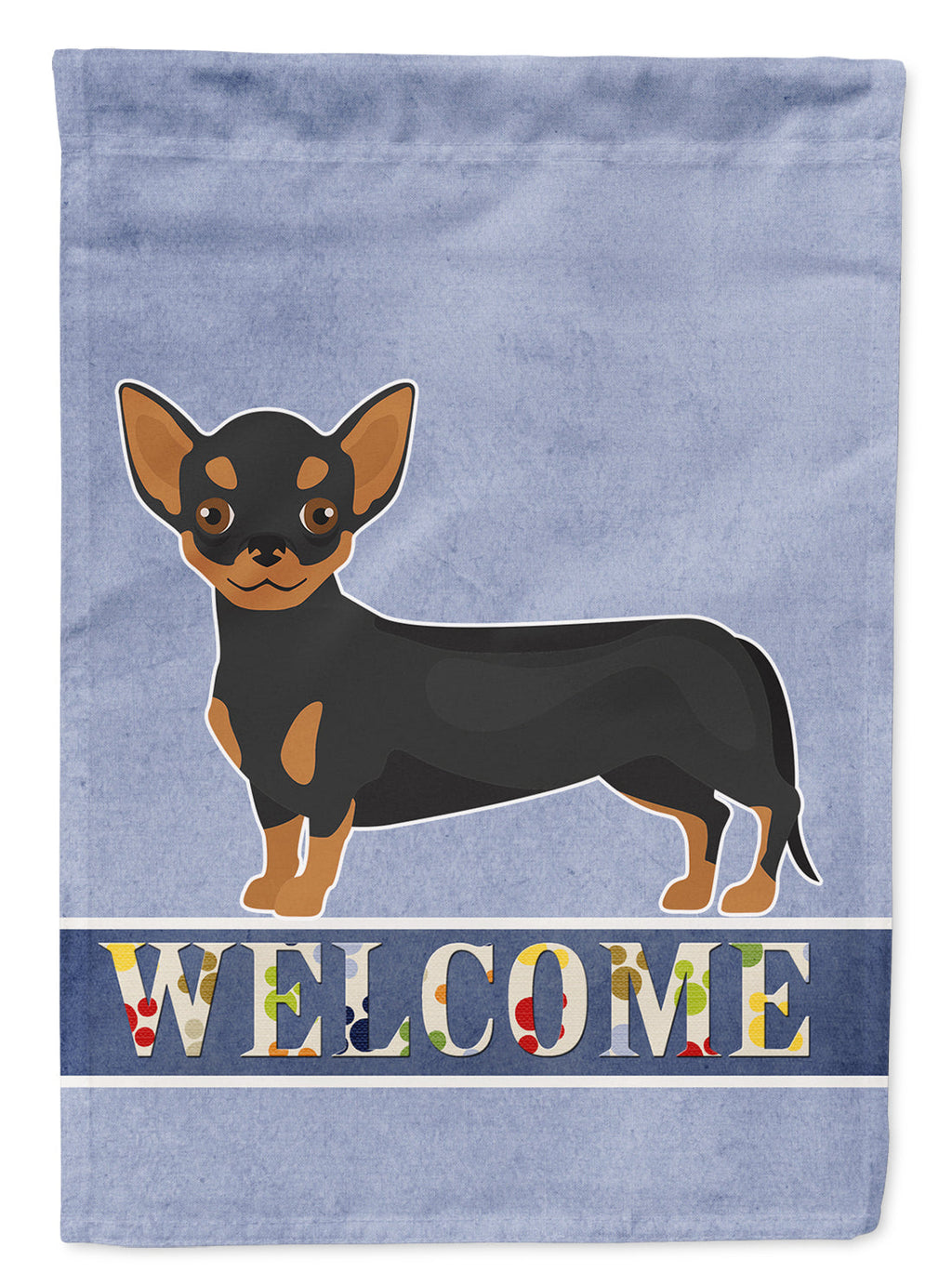 Black and Tan Chiweenie Welcome House Flag 28x40 Porch Sleeve Pole Decorative Outside Yard Banner Artwork Wall Hanging, Polyester