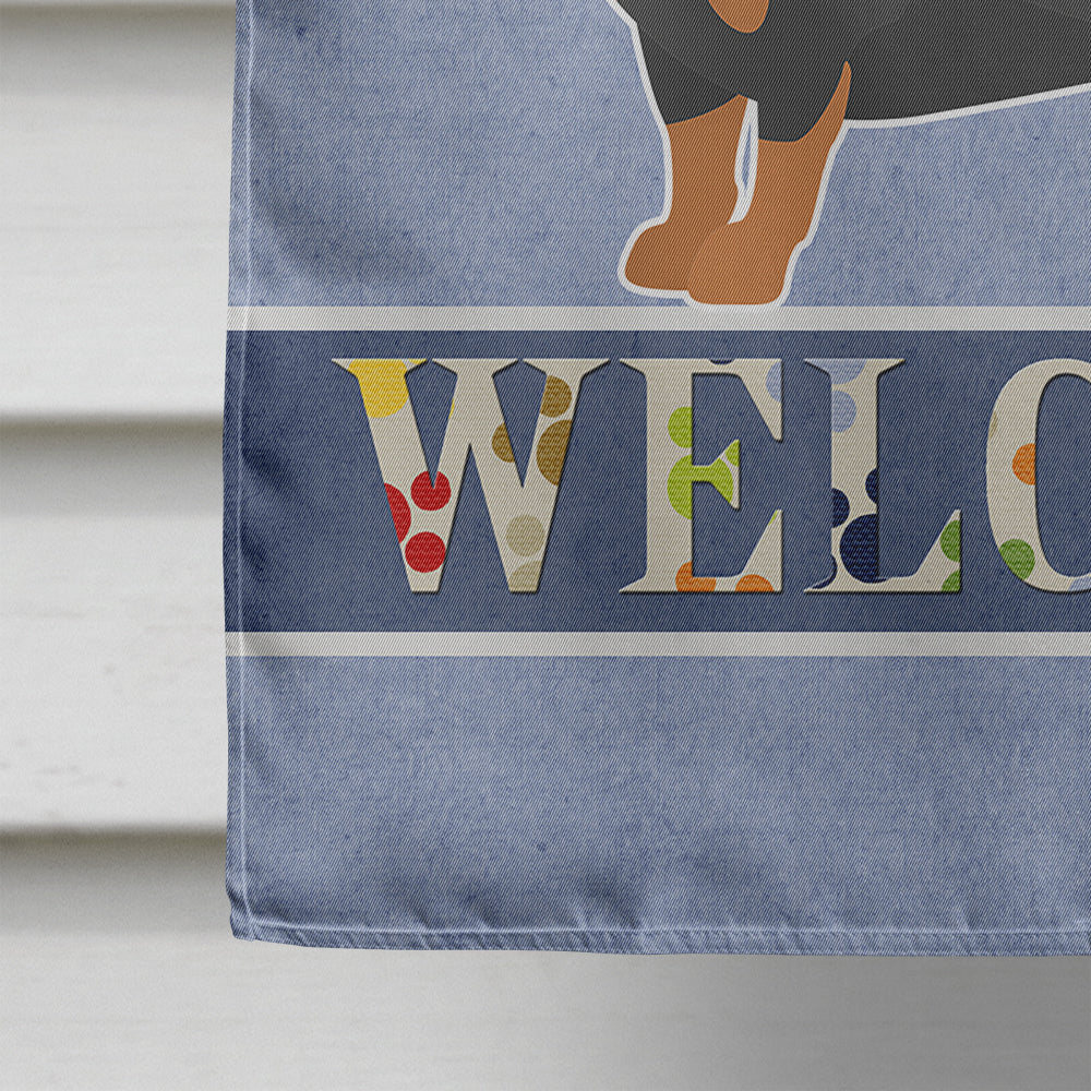 Black and Tan Chiweenie Welcome House Flag 28x40 Porch Sleeve Pole Decorative Outside Yard Banner Artwork Wall Hanging, Polyester