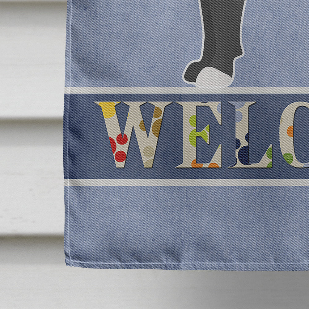 Black Chug Welcome House Flag 28x40 Porch Sleeve Pole Decorative Outside Yard Banner Artwork Wall Hanging, Polyester