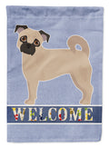 Fawn Chug Welcome House Flag 28x40 Porch Sleeve Pole Decorative Outside Yard Banner Artwork Wall Hanging, Polyester