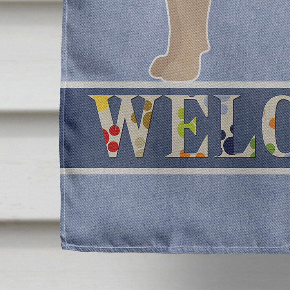 Fawn Chug Welcome House Flag 28x40 Porch Sleeve Pole Decorative Outside Yard Banner Artwork Wall Hanging, Polyester