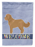 Tan Cockapoo Welcome House Flag 28x40 Porch Sleeve Pole Decorative Outside Yard Banner Artwork Wall Hanging, Polyester