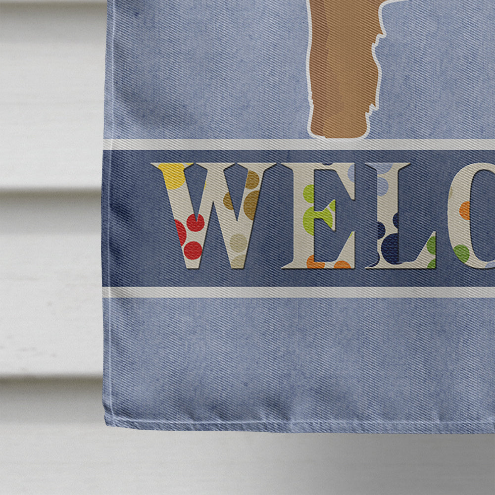 Tan Cockapoo Welcome House Flag 28x40 Porch Sleeve Pole Decorative Outside Yard Banner Artwork Wall Hanging, Polyester
