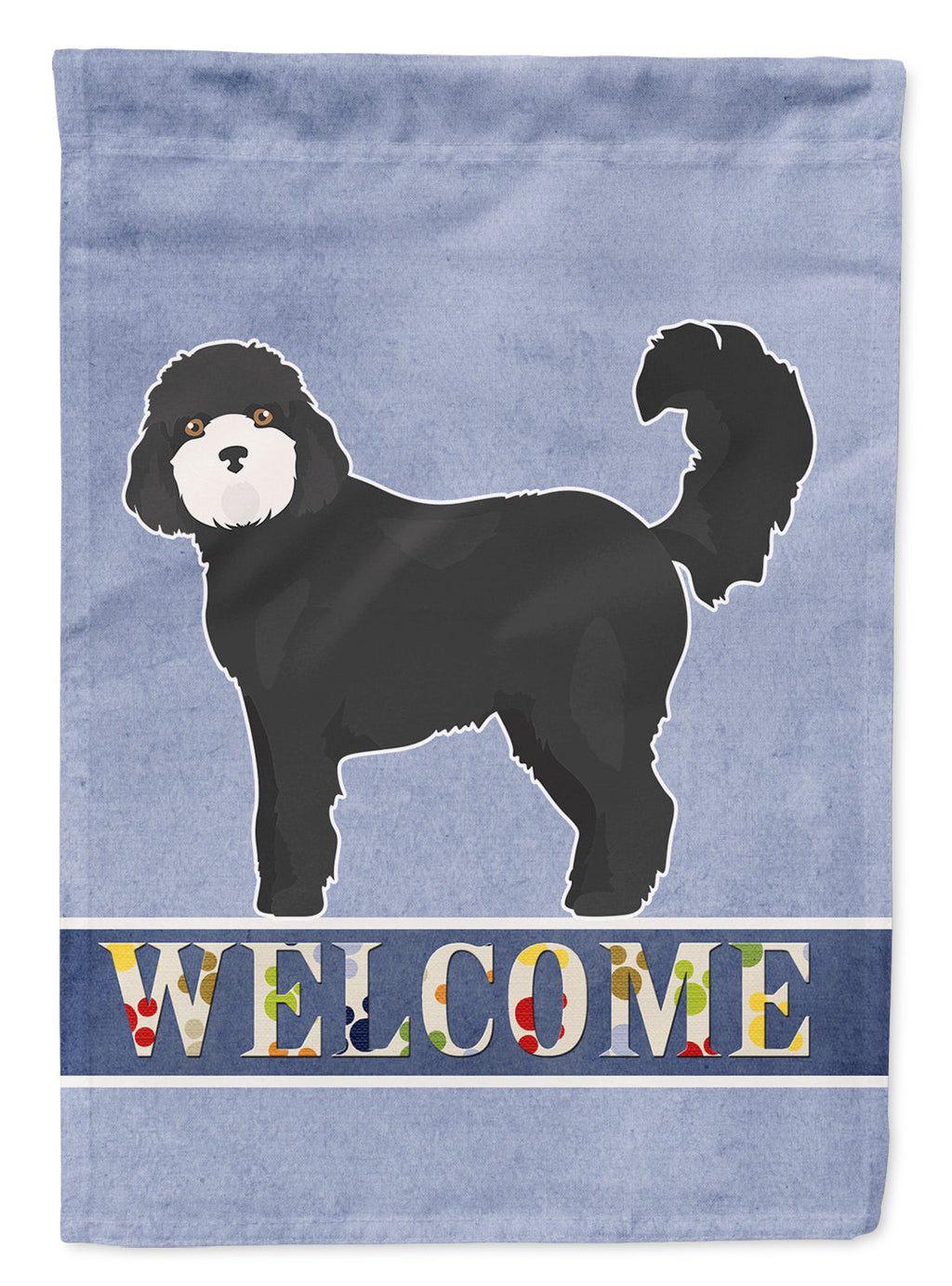 Black Cockapoo Welcome House Flag 28x40 Porch Sleeve Pole Decorative Outside Yard Banner Artwork Wall Hanging, Polyester