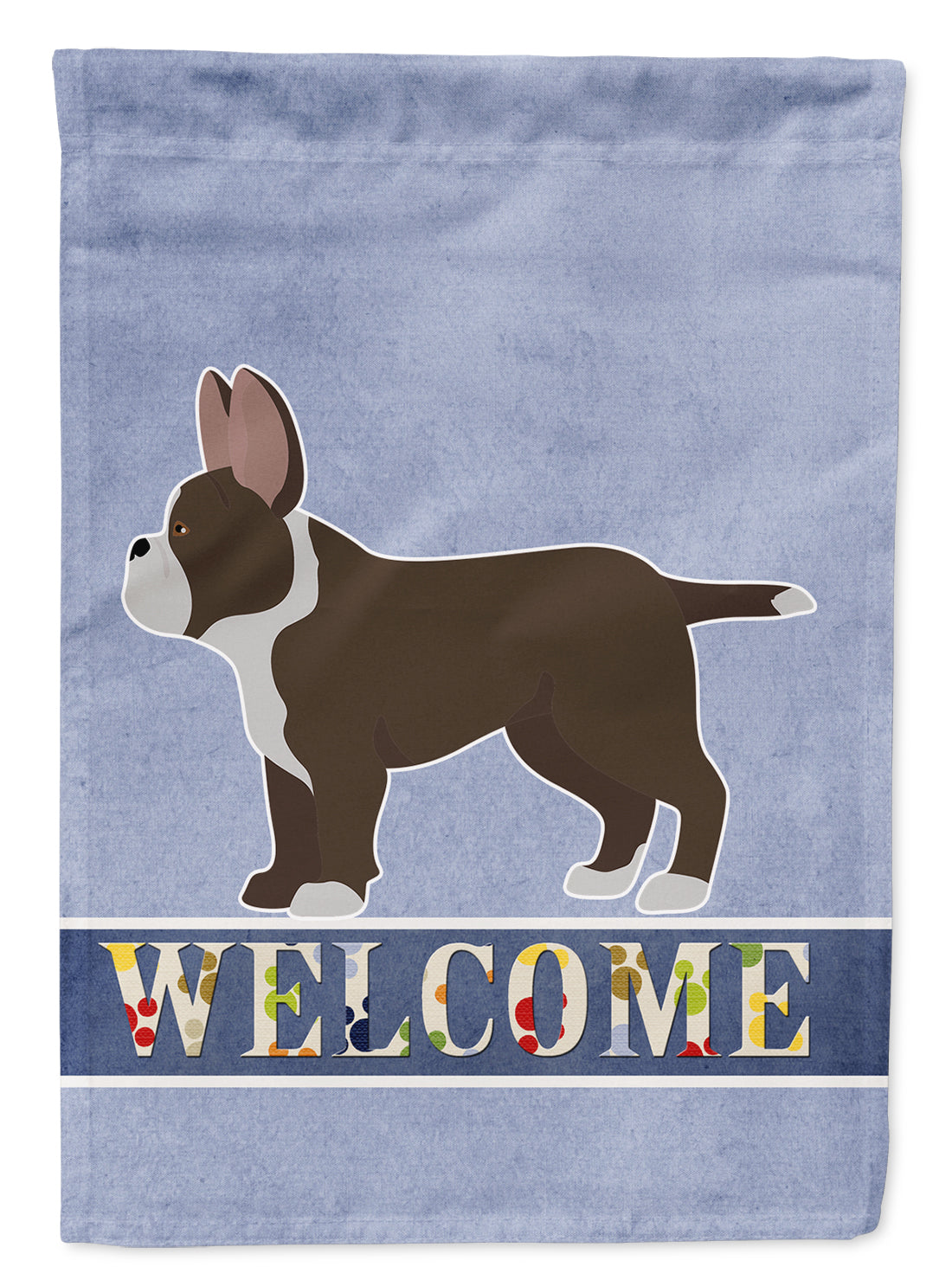 Black French Bulldog Pit Bull Mix Welcome House Flag 28x40 Porch Sleeve Pole Decorative Outside Yard Banner Artwork Wall Hanging, Polyester