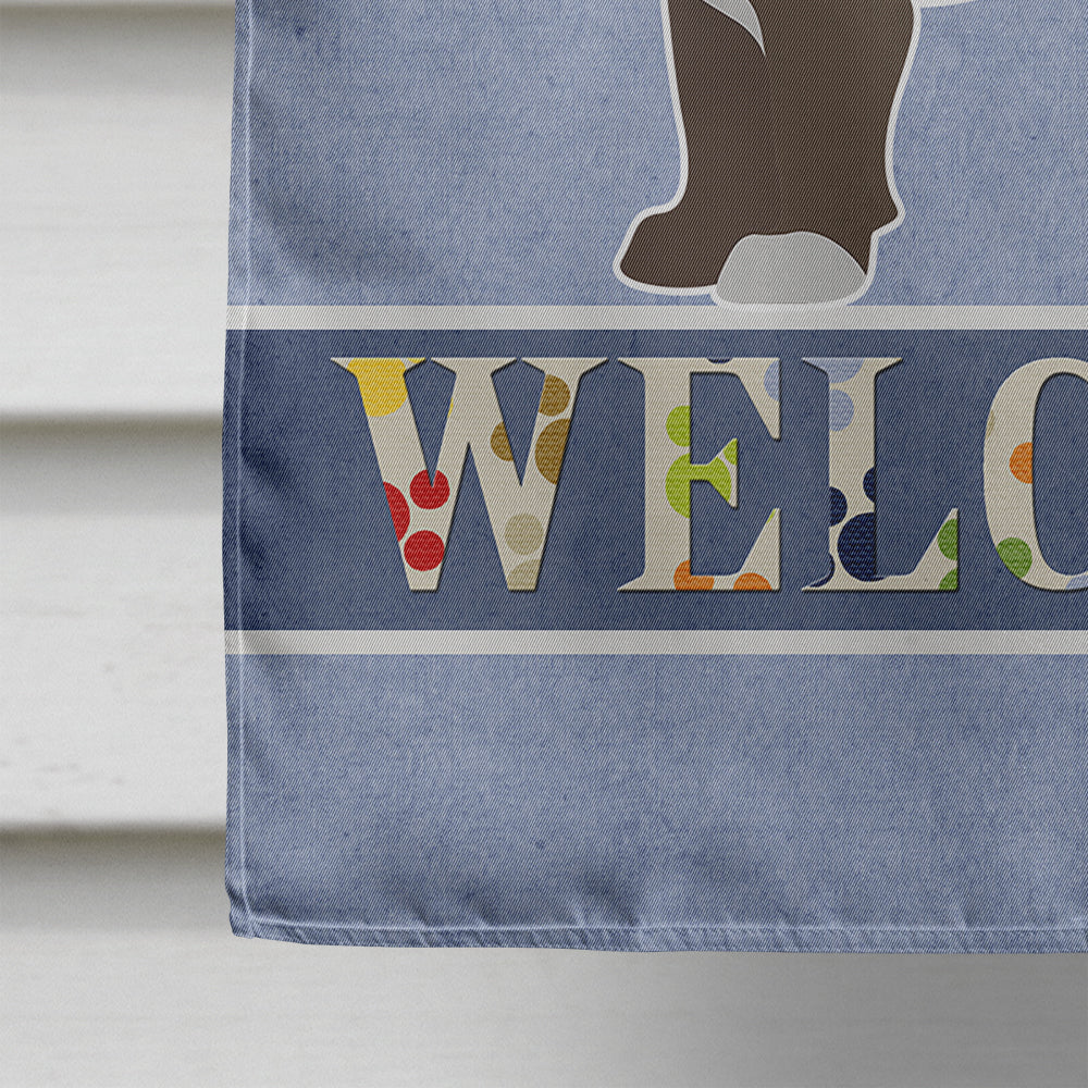 Black French Bulldog Pit Bull Mix Welcome House Flag 28x40 Porch Sleeve Pole Decorative Outside Yard Banner Artwork Wall Hanging, Polyester