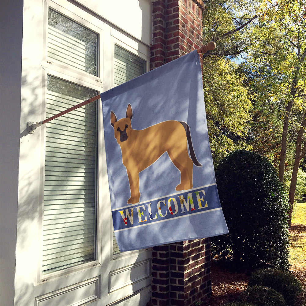 Tan German Shepherd Mastiff Mix Welcome House Flag 28x40 Porch Sleeve Pole Decorative Outside Yard Banner Artwork Wall Hanging, Polyester
