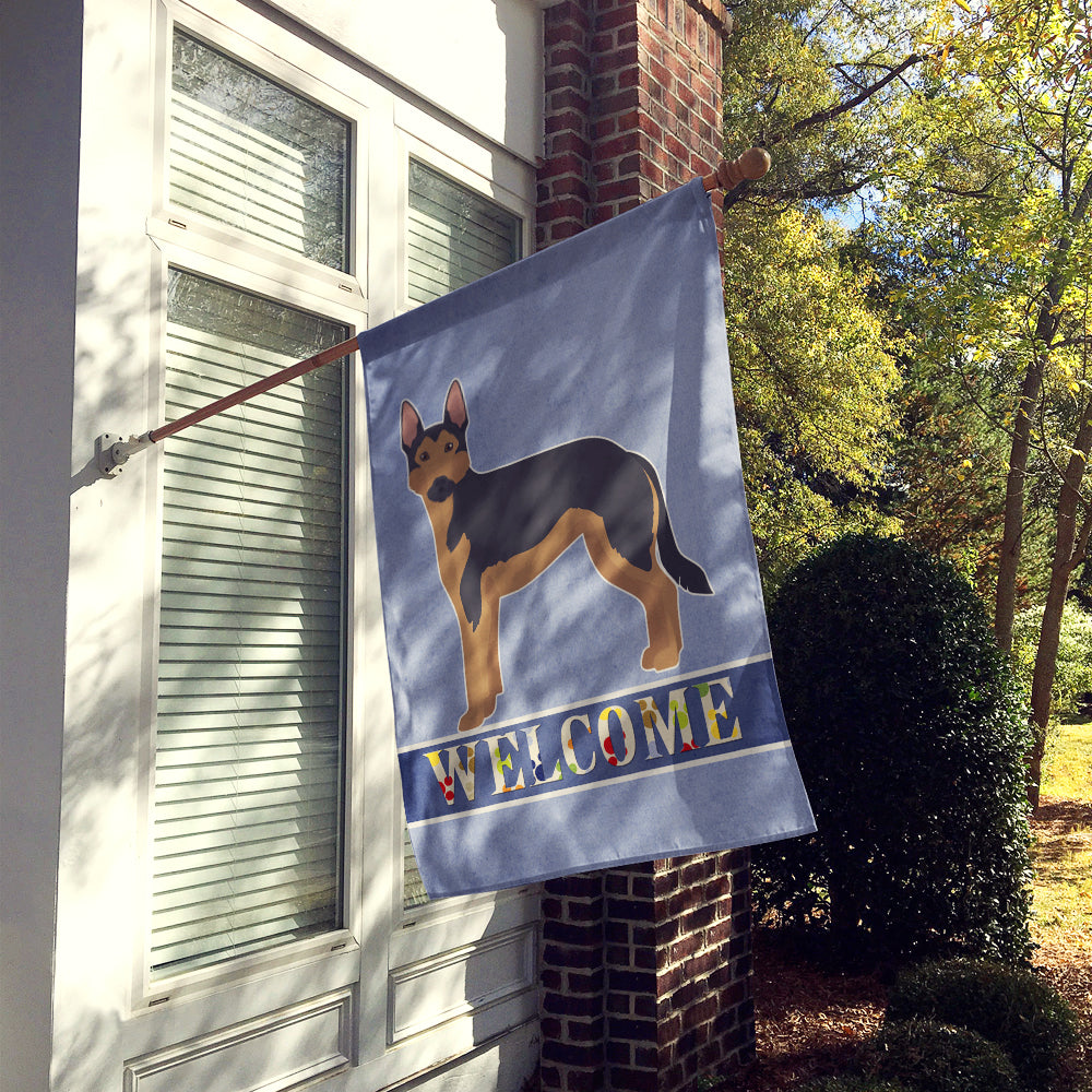 German Sheprador #2 Welcome House Flag 28x40 Porch Sleeve Pole Decorative Outside Yard Banner Artwork Wall Hanging, Polyester