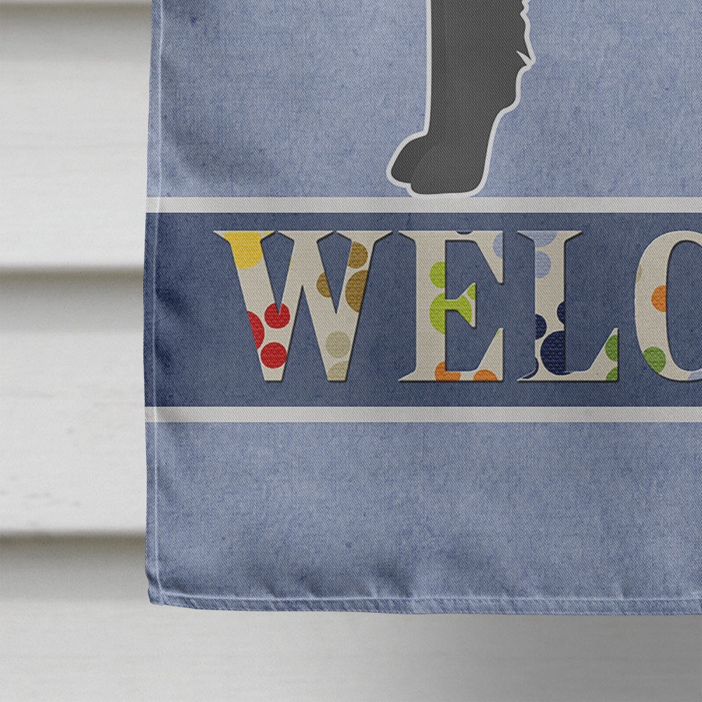 Black Goldador Welcome House Flag 28x40 Porch Sleeve Pole Decorative Outside Yard Banner Artwork Wall Hanging, Polyester