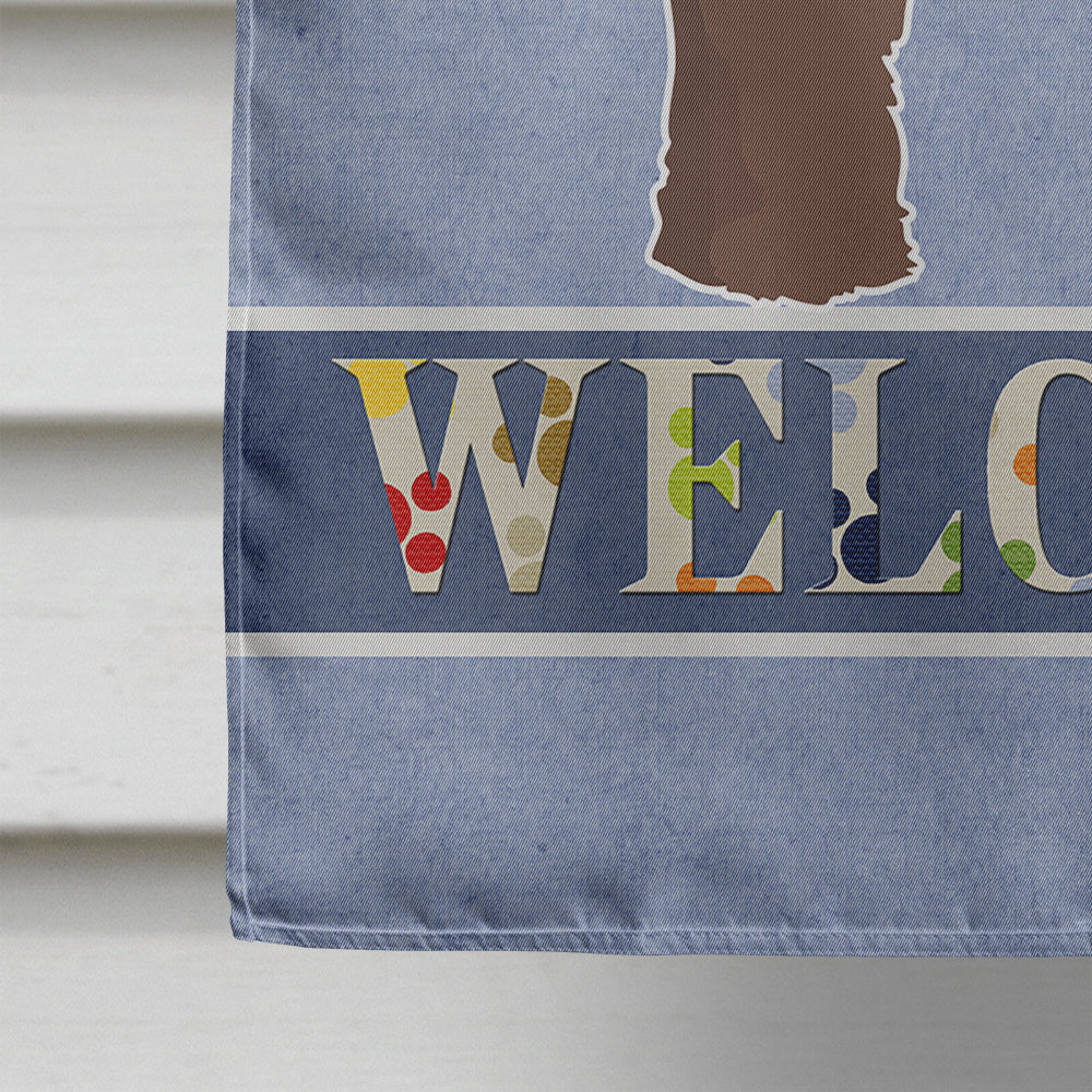 Brown Goldendoodle Welcome House Flag 28x40 Porch Sleeve Pole Decorative Outside Yard Banner Artwork Wall Hanging, Polyester