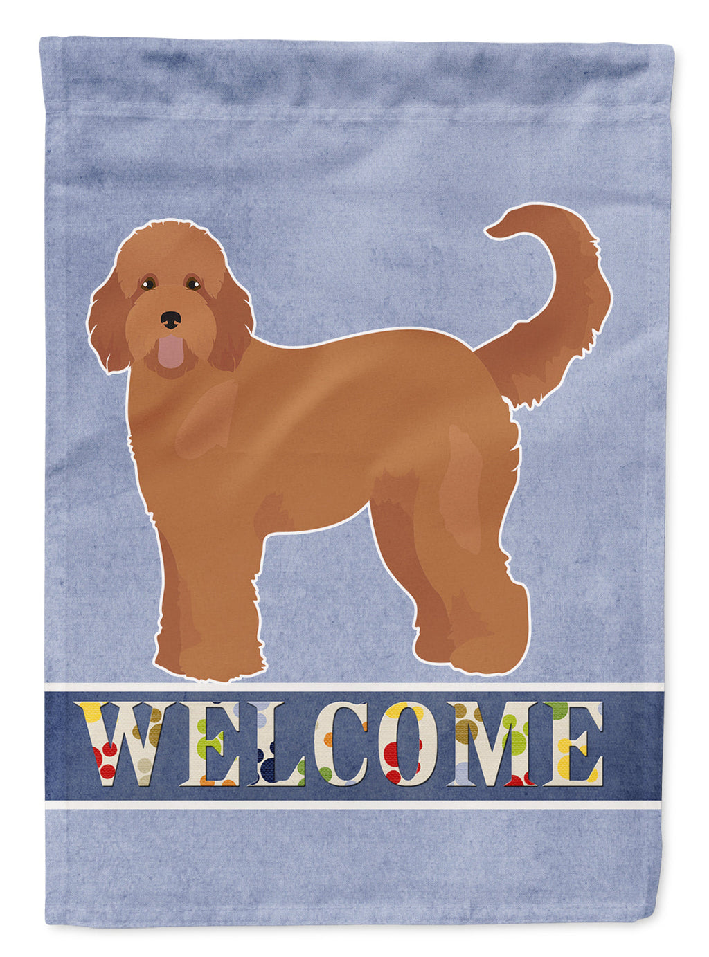 Tan Goldendoodle Welcome House Flag 28x40 Porch Sleeve Pole Decorative Outside Yard Banner Artwork Wall Hanging, Polyester
