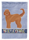 Tan Goldendoodle Welcome House Flag 28x40 Porch Sleeve Pole Decorative Outside Yard Banner Artwork Wall Hanging, Polyester