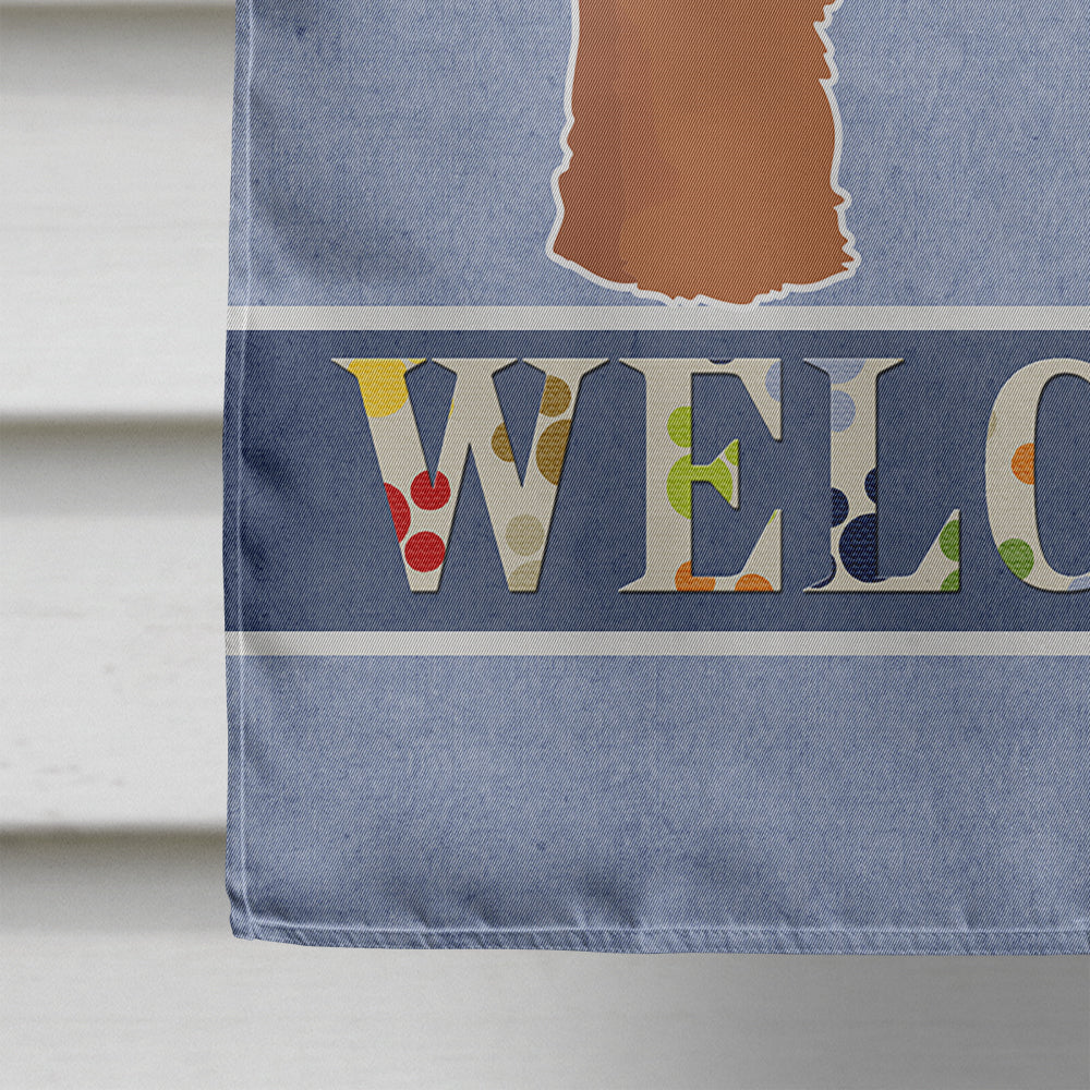 Tan Goldendoodle Welcome House Flag 28x40 Porch Sleeve Pole Decorative Outside Yard Banner Artwork Wall Hanging, Polyester
