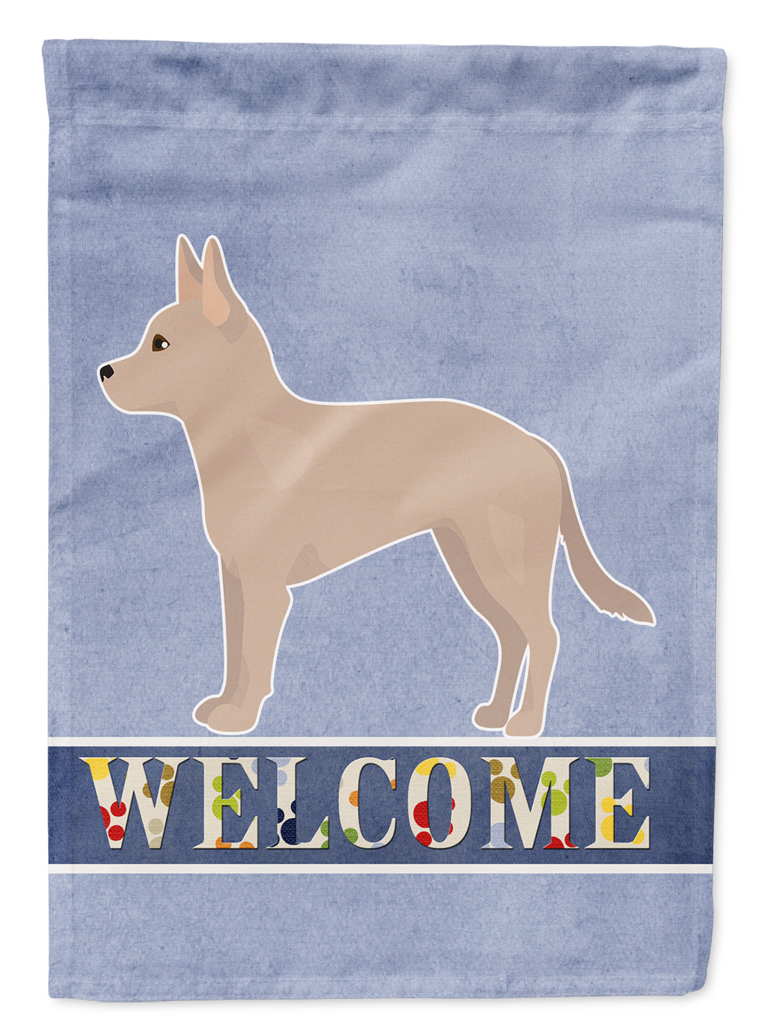 Tan Jackhuahua Welcome House Flag 28x40 Porch Sleeve Pole Decorative Outside Yard Banner Artwork Wall Hanging, Polyester