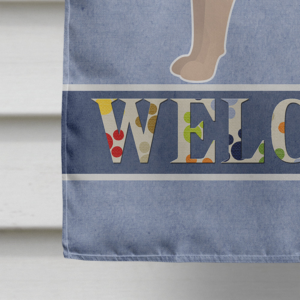 Tan Jackhuahua Welcome House Flag 28x40 Porch Sleeve Pole Decorative Outside Yard Banner Artwork Wall Hanging, Polyester