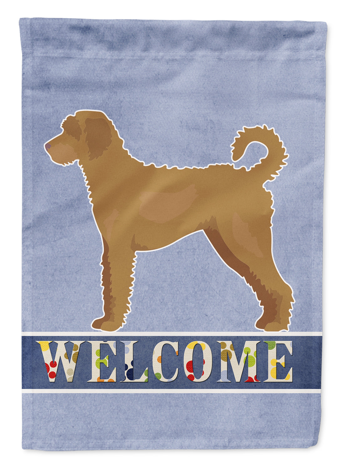 Tan Labradoodle Welcome House Flag 28x40 Porch Sleeve Pole Decorative Outside Yard Banner Artwork Wall Hanging, Polyester
