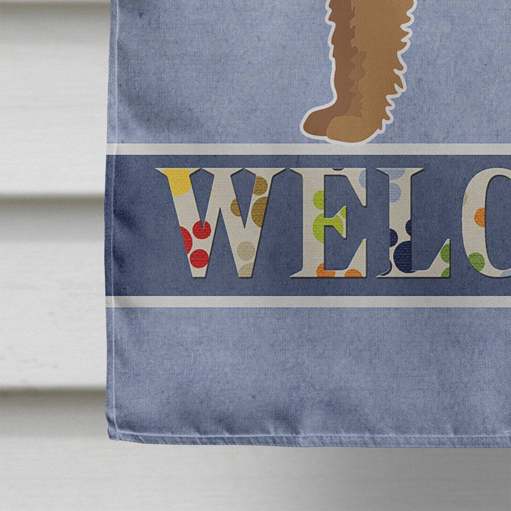 Tan Labradoodle Welcome House Flag 28x40 Porch Sleeve Pole Decorative Outside Yard Banner Artwork Wall Hanging, Polyester