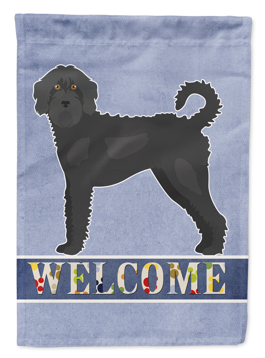 Black Labradoodle Welcome House Flag 28x40 Porch Sleeve Pole Decorative Outside Yard Banner Artwork Wall Hanging, Polyester