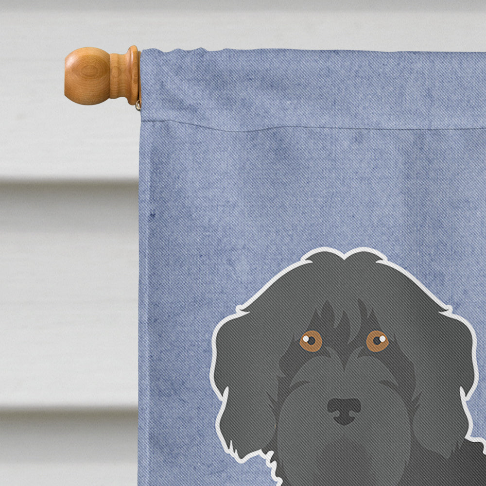 Black Labradoodle Welcome House Flag 28x40 Porch Sleeve Pole Decorative Outside Yard Banner Artwork Wall Hanging, Polyester