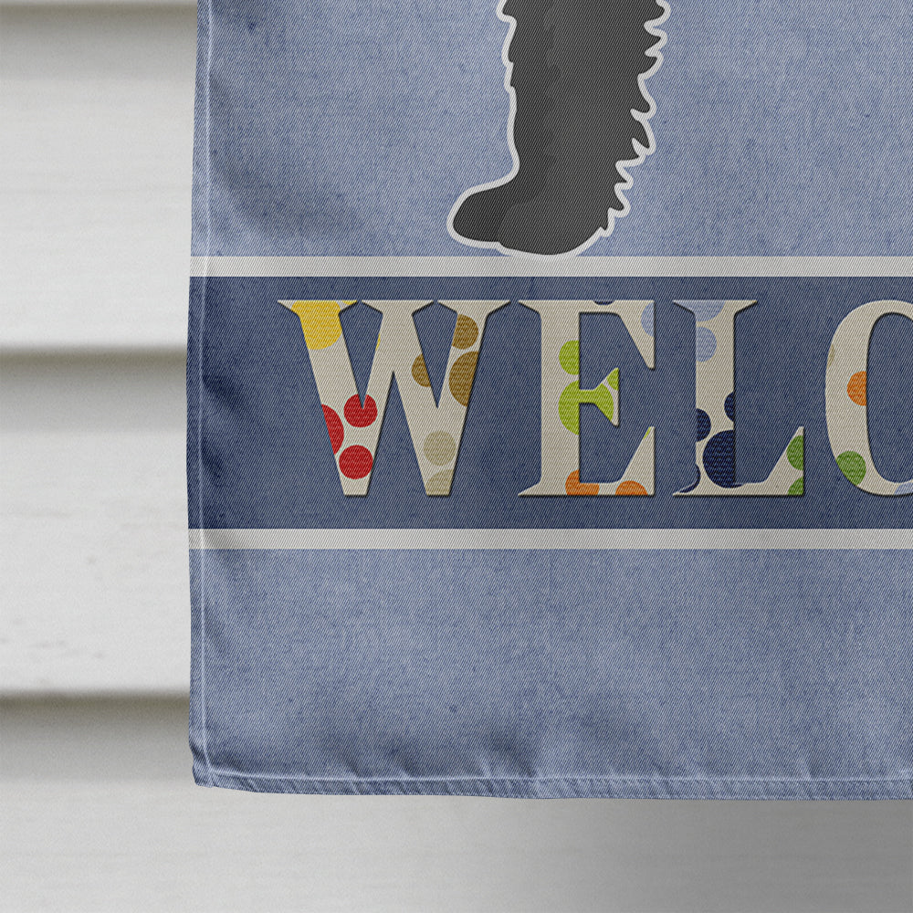 Black Labradoodle Welcome House Flag 28x40 Porch Sleeve Pole Decorative Outside Yard Banner Artwork Wall Hanging, Polyester