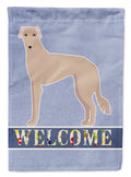 Tan Longdog Welcome House Flag 28x40 Porch Sleeve Pole Decorative Outside Yard Banner Artwork Wall Hanging, Polyester