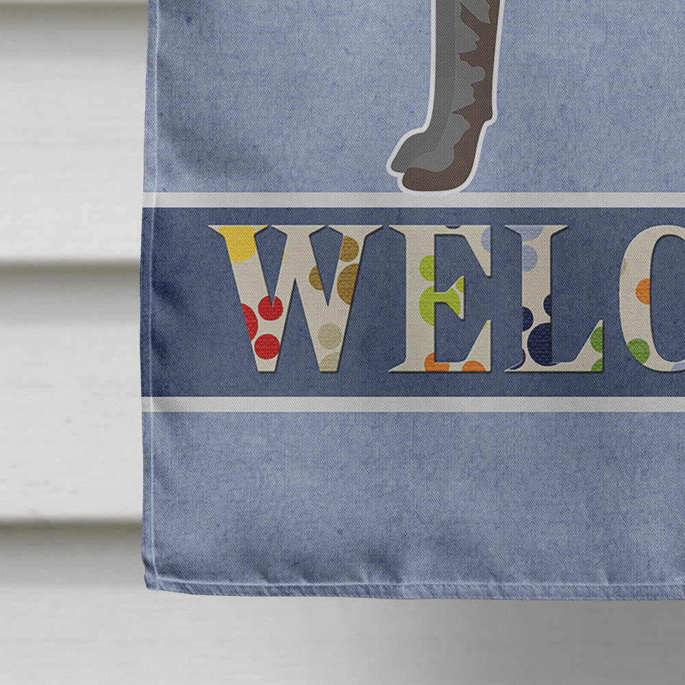 Longdog Welcome House Flag 28x40 Porch Sleeve Pole Decorative Outside Yard Banner Artwork Wall Hanging, Polyester
