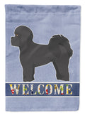 Black Mal-Shi Welcome House Flag 28x40 Porch Sleeve Pole Decorative Outside Yard Banner Artwork Wall Hanging, Polyester