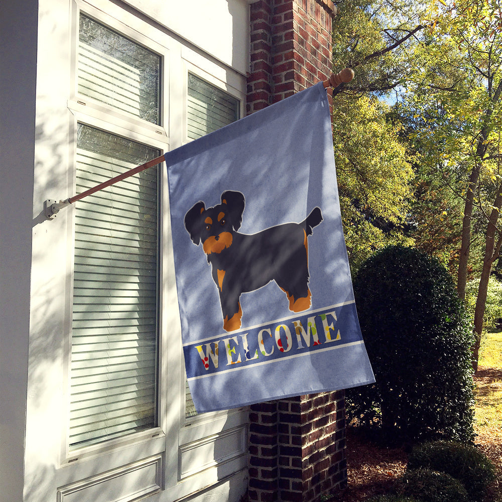 Morkie Welcome House Flag 28x40 Porch Sleeve Pole Decorative Outside Yard Banner Artwork Wall Hanging, Polyester
