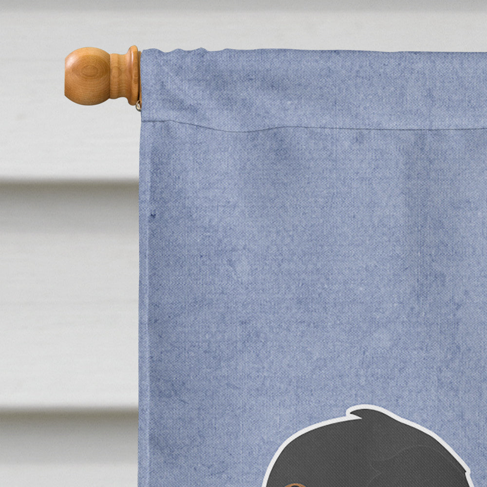 Black Pekeapoo Welcome House Flag 28x40 Porch Sleeve Pole Decorative Outside Yard Banner Artwork Wall Hanging, Polyester