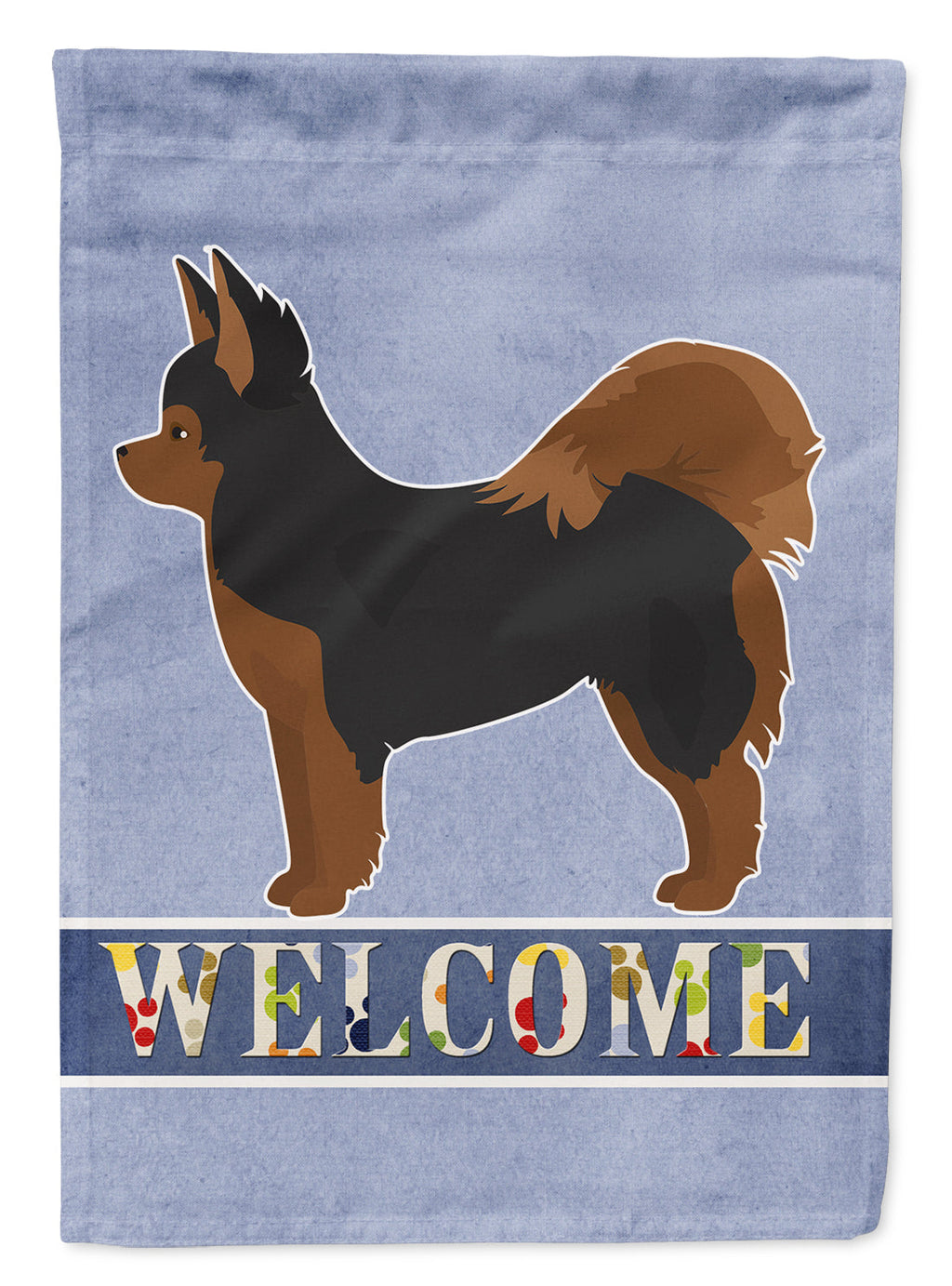 Black and Tan Pomchi Welcome House Flag 28x40 Porch Sleeve Pole Decorative Outside Yard Banner Artwork Wall Hanging, Polyester