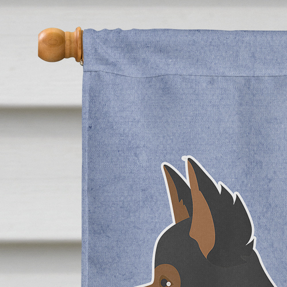 Black and Tan Pomchi Welcome House Flag 28x40 Porch Sleeve Pole Decorative Outside Yard Banner Artwork Wall Hanging, Polyester