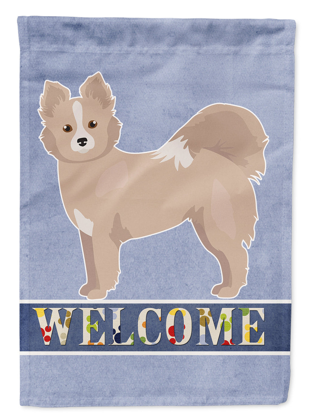 Tan Pomchi Welcome House Flag 28x40 Porch Sleeve Pole Decorative Outside Yard Banner Artwork Wall Hanging, Polyester
