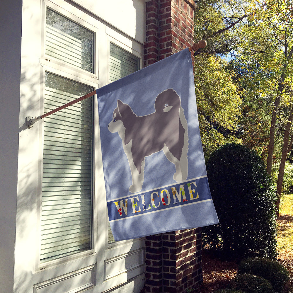 Pomsky #2 Welcome House Flag 28x40 Porch Sleeve Pole Decorative Outside Yard Banner Artwork Wall Hanging, Polyester