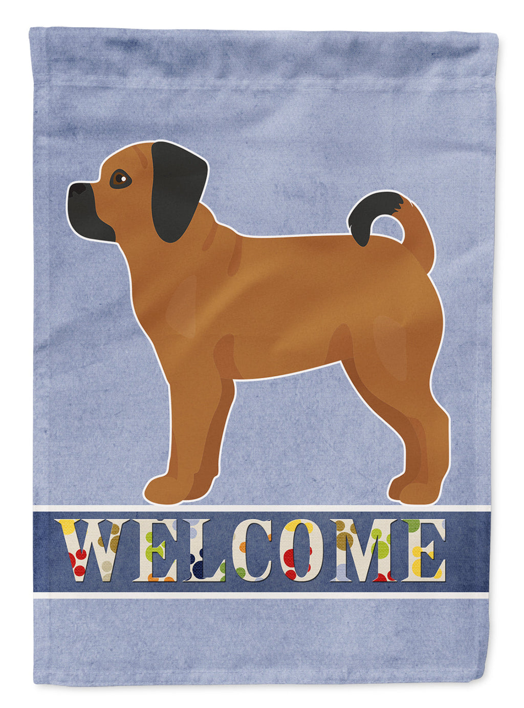 Puggle Welcome House Flag 28x40 Porch Sleeve Pole Decorative Outside Yard Banner Artwork Wall Hanging, Polyester