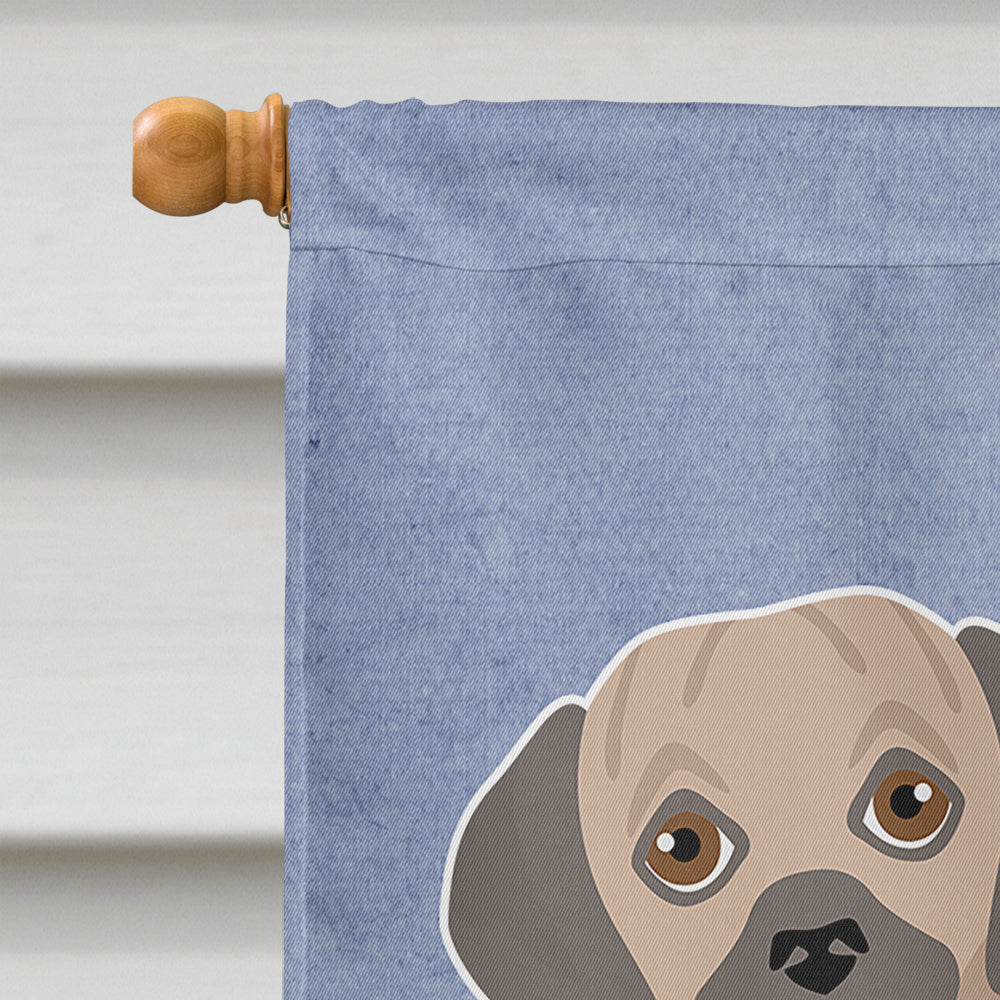 Fawn Puggle Welcome House Flag 28x40 Porch Sleeve Pole Decorative Outside Yard Banner Artwork Wall Hanging, Polyester