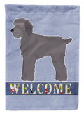 Grey Schnoodle Welcome House Flag 28x40 Porch Sleeve Pole Decorative Outside Yard Banner Artwork Wall Hanging, Polyester