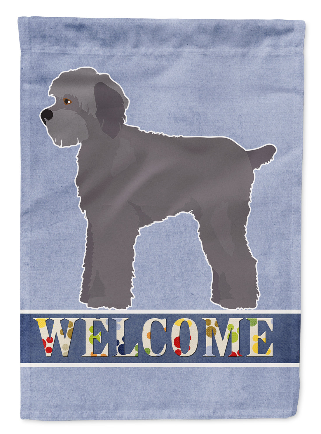 Grey Schnoodle Welcome House Flag 28x40 Porch Sleeve Pole Decorative Outside Yard Banner Artwork Wall Hanging, Polyester