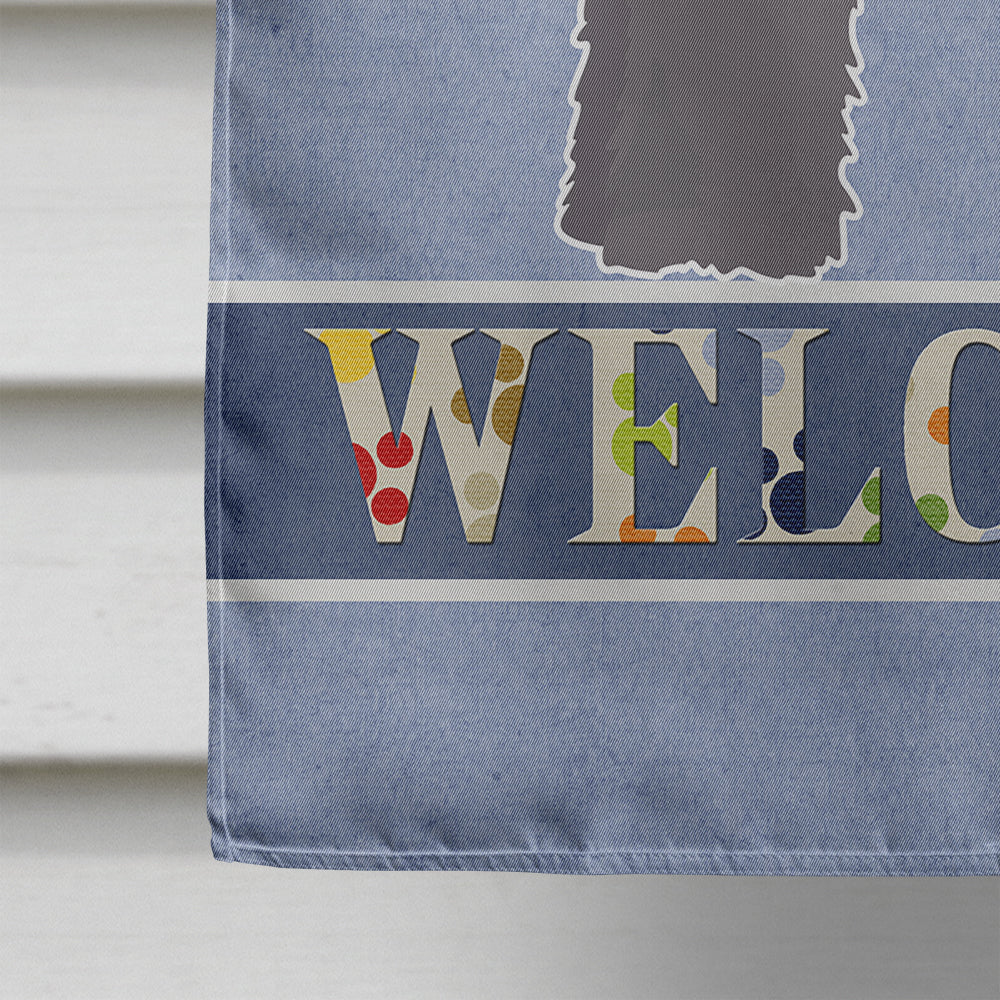 Grey Schnoodle Welcome House Flag 28x40 Porch Sleeve Pole Decorative Outside Yard Banner Artwork Wall Hanging, Polyester