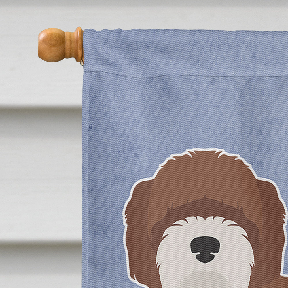 Sheepadoodle Welcome House Flag 28x40 Porch Sleeve Pole Decorative Outside Yard Banner Artwork Wall Hanging, Polyester